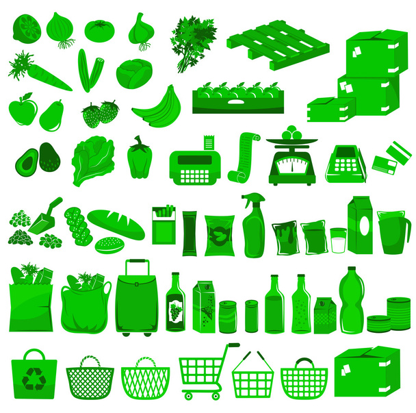 supermarkt pictogrammen - Vector, afbeelding