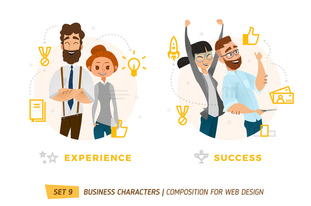 Business characters in circles - Vector, Image