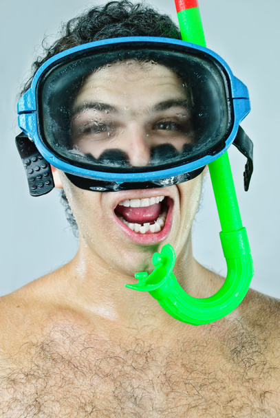 Portrait of beach skin-diver. studio - Zdjęcie, obraz