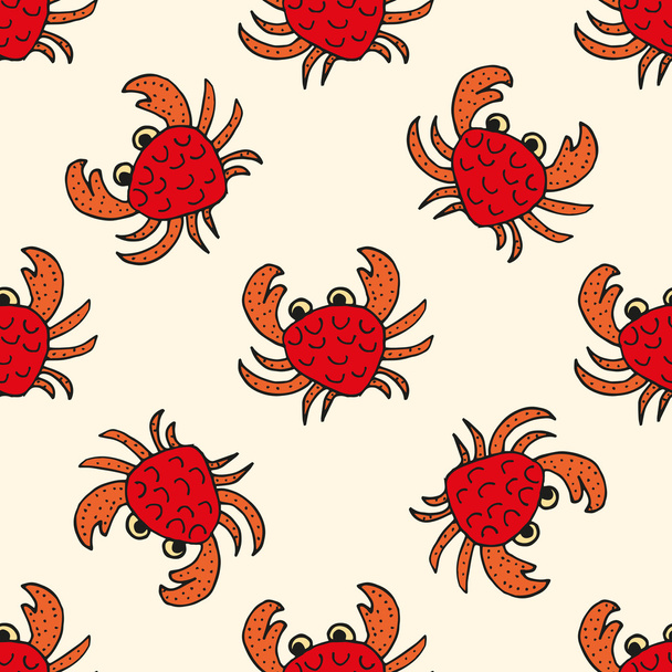 Happy crabs, Seamless nautical pattern with cute crabs and light background - Διάνυσμα, εικόνα
