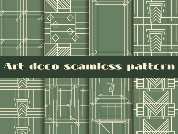 Art deco seamless patterns. Art deco geometric seamless pattern. Set retro  backgrounds. Style 1920's, 1930's. - Vector, Image