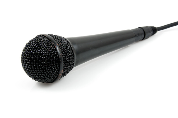 Old black microphone with cable - Photo, image