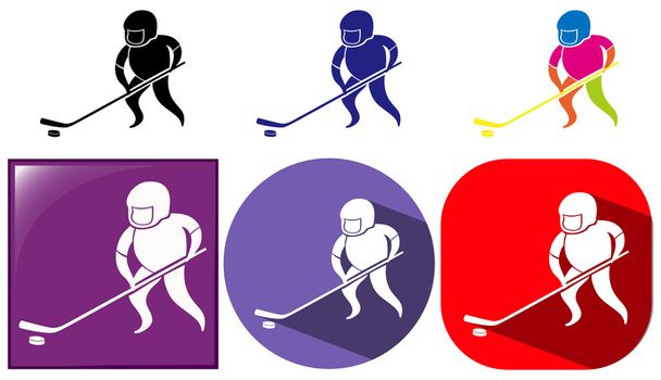 Hockey pictogram in drie ontwerpen - Vector, afbeelding