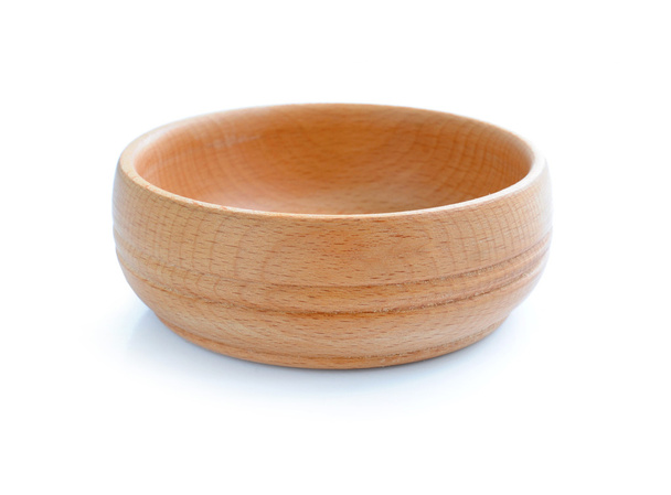 Wooden bowl on white background - Photo, Image