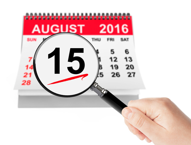 Übernahme des Jungfrauentags-Konzepts. 15 august 2016 kalenderblatt w - Foto, Bild