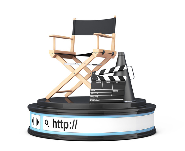Director de la silla, película Clapper y megáfono sobre la dirección del navegador
 - Foto, imagen