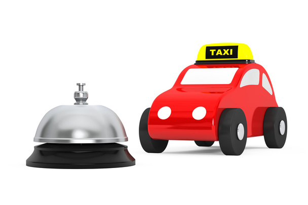 Oyuncak taksi araba servisi Bell ile. 3D render - Fotoğraf, Görsel