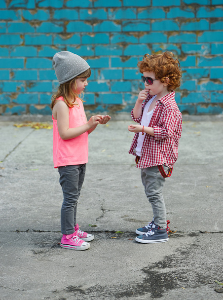 photo of two cute hipsters - Fotoğraf, Görsel