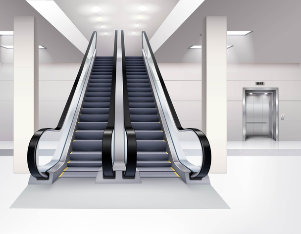 Realistisches Konzept der Rolltreppe - Vektor, Bild