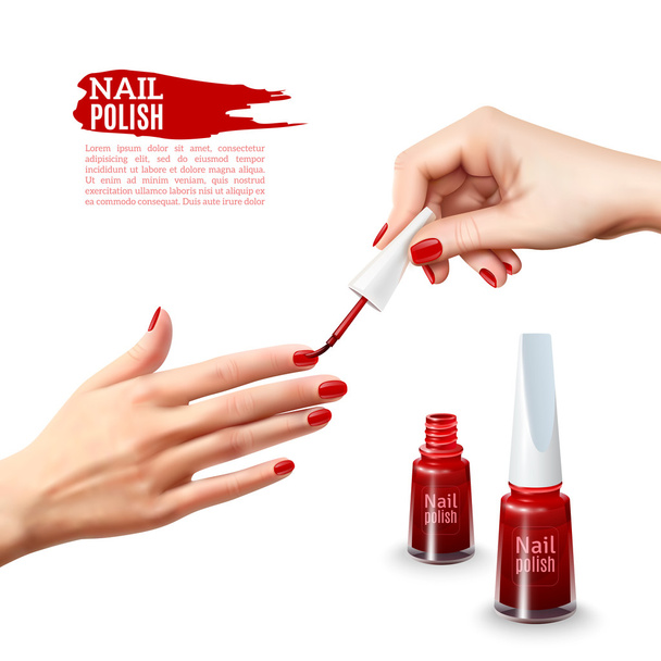 Manicure Pregos Polonês Mãos Cartaz realista
 - Vetor, Imagem
