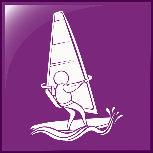 Spor İdolü mor zemin üzerine Rüzgar Sörfü için - Vektör, Görsel