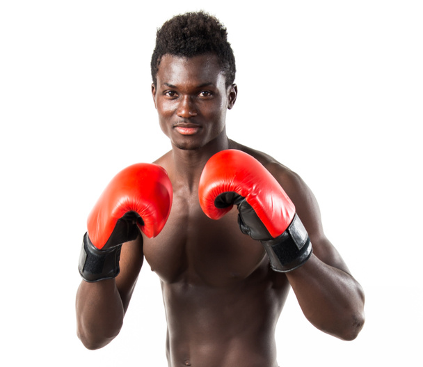 Handsome black man with boxing gloves - Photo, Image