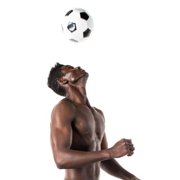 zwarte man voetballen - Foto, afbeelding