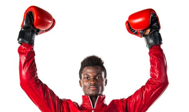 ボクシング グローブと黒人男性 - 写真・画像