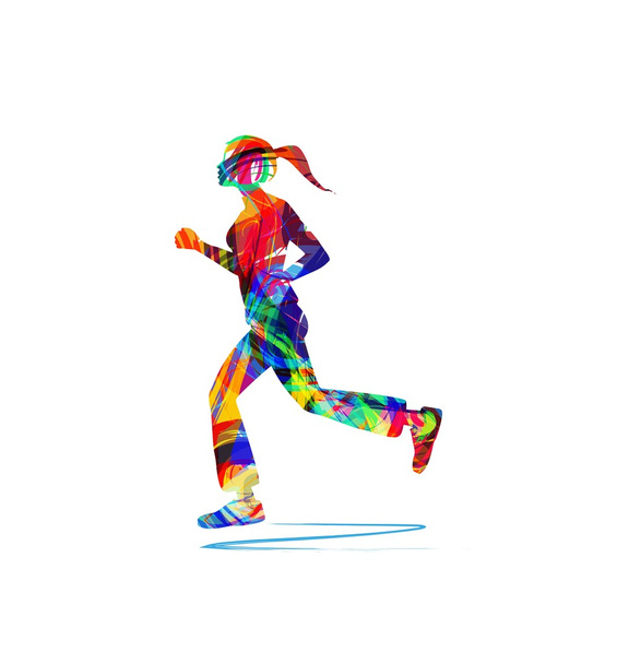 mujer corriendo sobre fondo blanco
 - Vector, Imagen