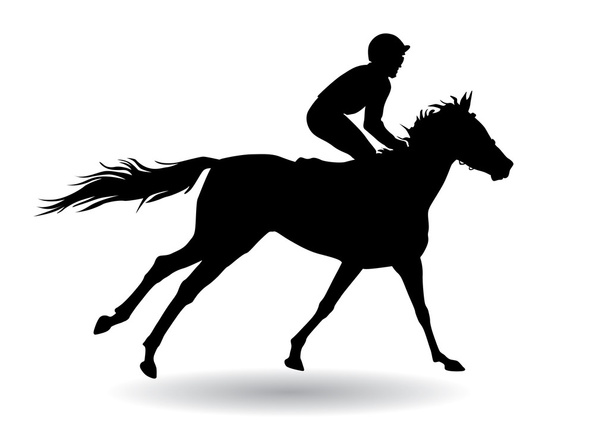 Jockey sobre un caballo
  - Vector, Imagen