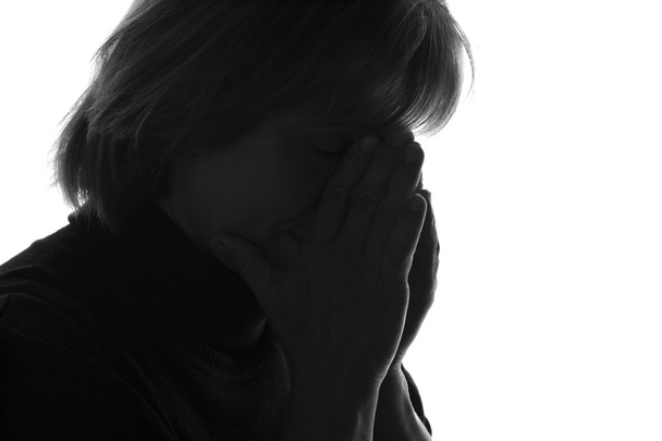 silhouette of a sad pensive woman - Valokuva, kuva