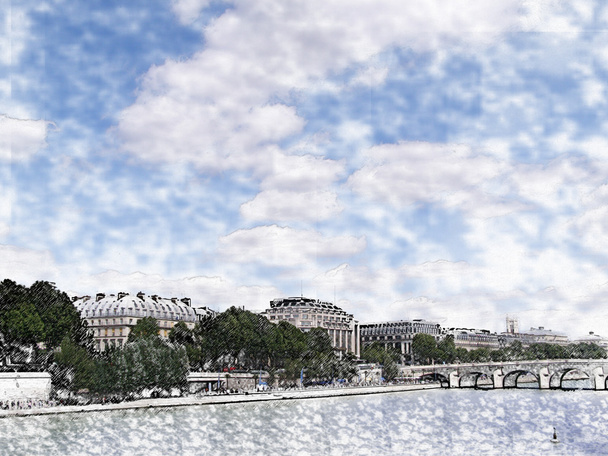 Lodě na řece Seině předat pod Alexandre Iii most v Paříži - Fotografie, Obrázek