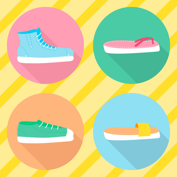 Векторні різні типи літнього взуття. Плоский
 - Вектор, зображення