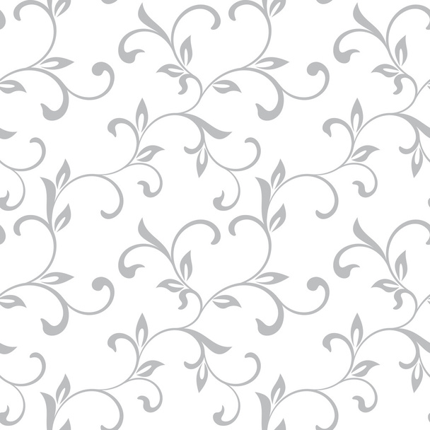 Tender seamless pattern. Tracery of twisted stalks with decorative leaves on a white background. - Vector, imagen