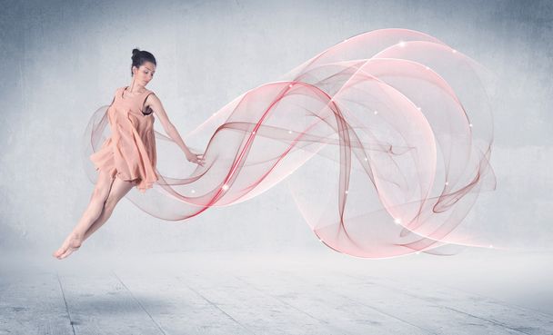 Dancing ballet performance artist with abstract swirl - Zdjęcie, obraz