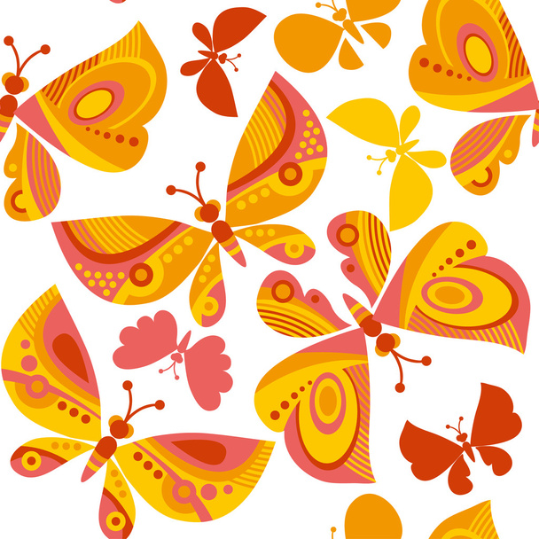 bright butterfly flying illustration. vector seamless pattern. - Vector, Imagen