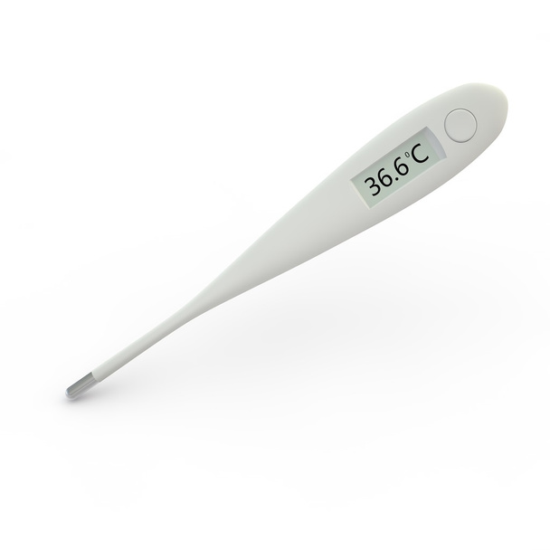 Digital thermometer shows a temperature of 36.6 degrees Celsius - Photo, Image