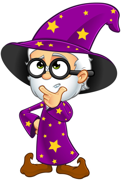 Старый волшебник в фиолетовом
 - Вектор,изображение