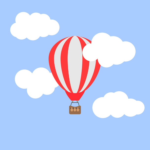Hot air balloon in the cloudy sky. Vector illustration - Vector, Image