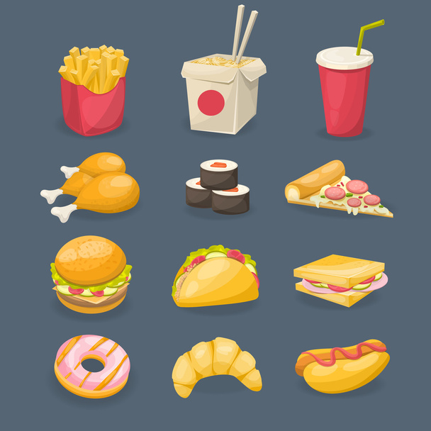 Fast Food Decorative Icons - Vector, Image