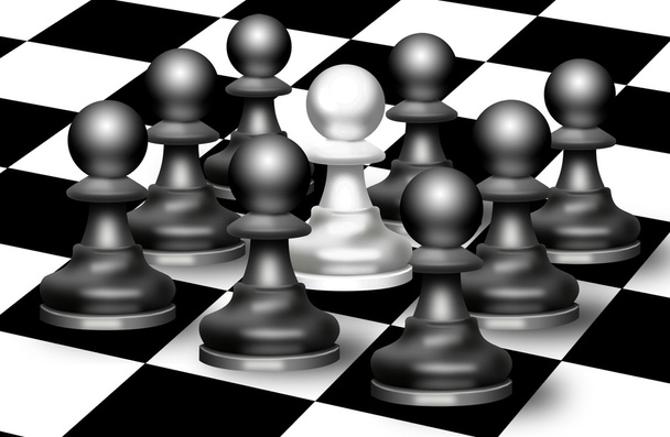 Figures d'échecs de pion sur un plateau
 - Photo, image