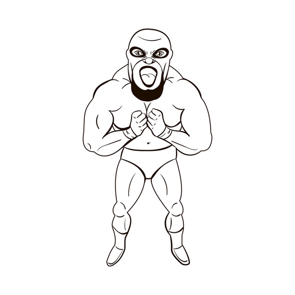 Mexican wrestler in cartoon style - Vector, Image