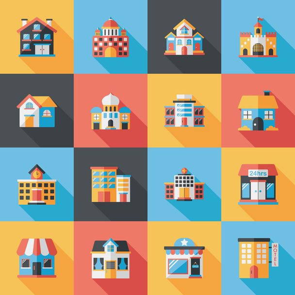 Building and store icons set - Vettoriali, immagini