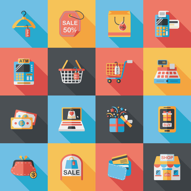 Shopping und Online-Shop Icons Set - Vektor, Bild