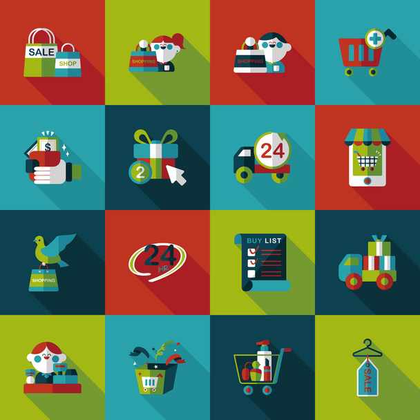 Shopping and online shop icons set - Vector, imagen