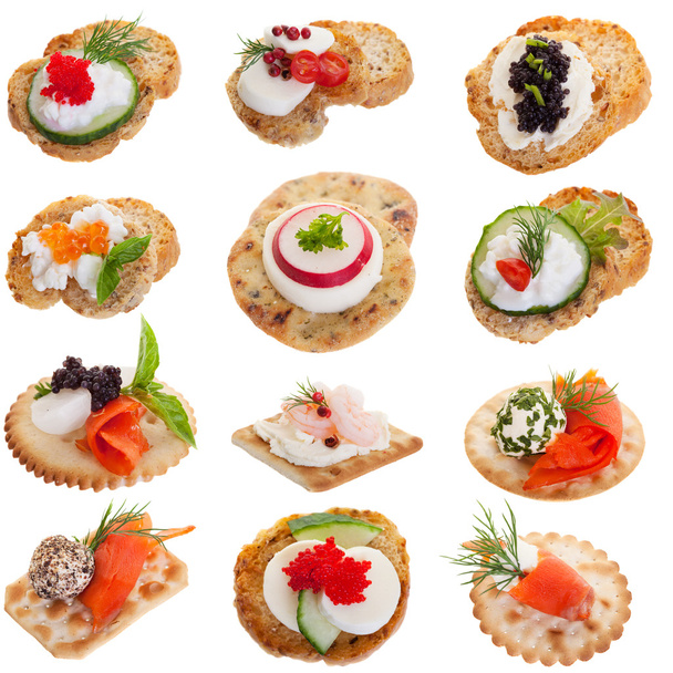 Twelve Assorted Canapes - Photo, Image