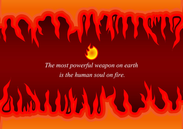 Icona del vettore Fire Flame con modello di progettazione di citazioni di fuoco. Lingue di fiamma icona creativa. simbolo astratto. sfondo vettoriale. "L'arma più potente sulla terra è l'anima umana in fiamme
." - Vettoriali, immagini