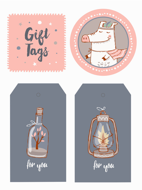 Tribal gift tags - Vector, afbeelding