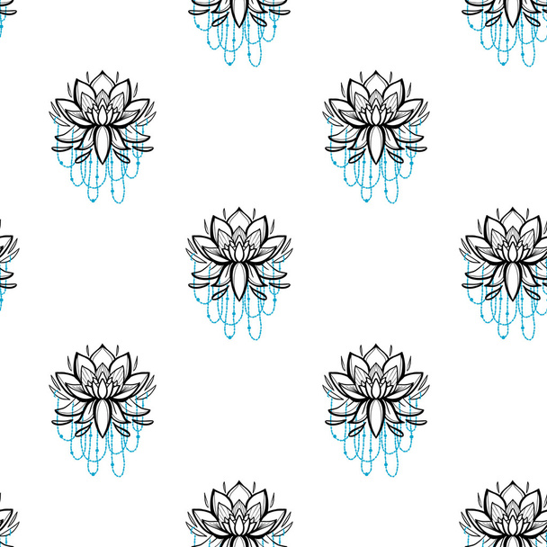Seamless lotus pattern - Vector, imagen