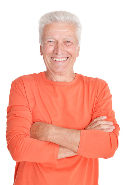 happy senior man in shirt - Foto, afbeelding