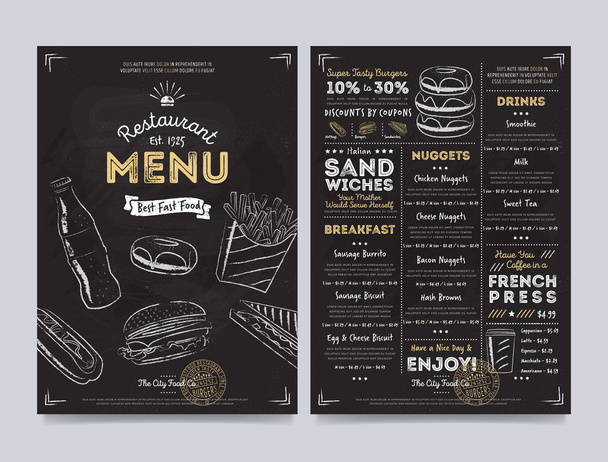 Restaurant cafe menu template design, vector - Vector, Image