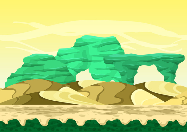 レイヤー分離とシームレスな漫画のベクトル砂漠の背景 - ベクター画像