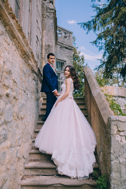  Newlyweds by the old castle - Foto, afbeelding