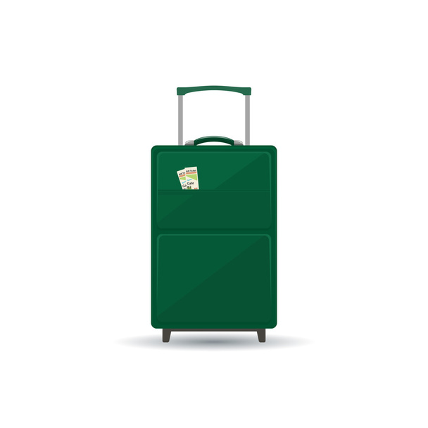 Ταξίδια βαλίτσα καροτσακιών απομονωθεί σε λευκό - Διάνυσμα, εικόνα