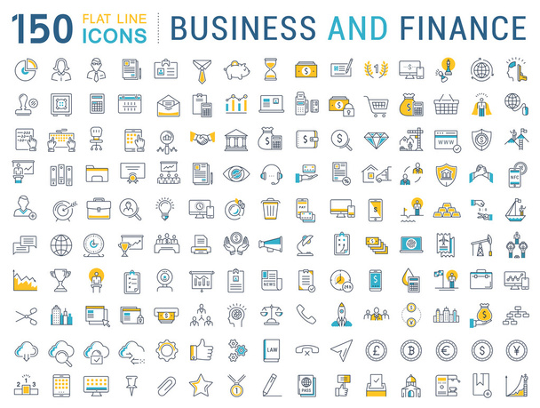 Conjunto de ícones de linha plana vetorial Negócios e Finanças
 - Vetor, Imagem