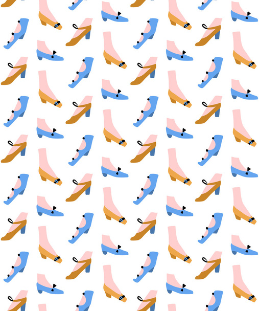 Beautiful retro woman shoes seamless pattern. - Vector, afbeelding