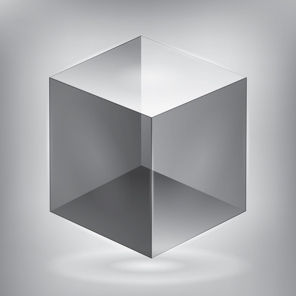 Vector reflection cube, transparent object, graphic abstraction design - Vetor, Imagem
