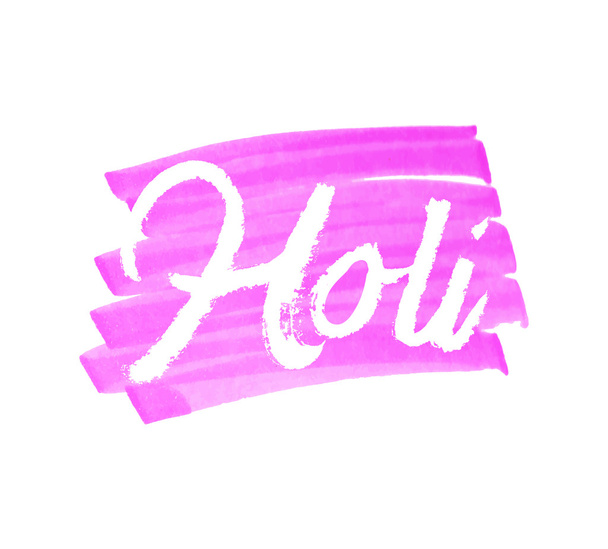 Holi turquoise lettering. Hand written Holi poster. Modern hand lettering. Holi. Vector illustration - Vector, Imagen