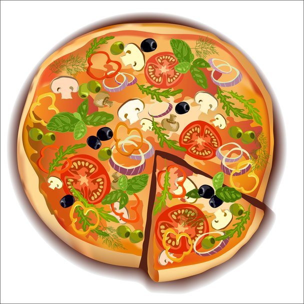 Pizza vectorielle avec une tranche
 - Vecteur, image