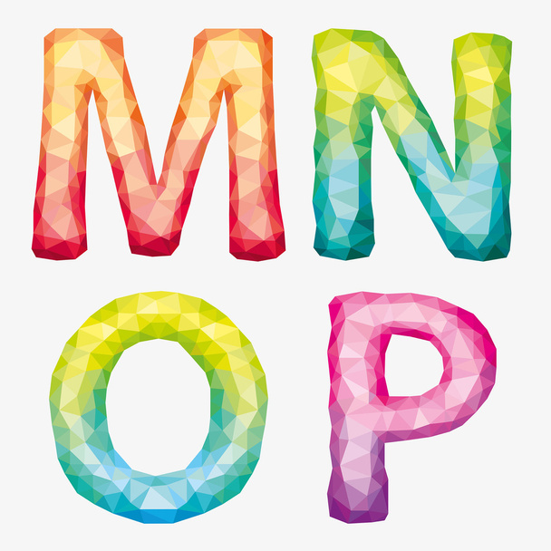 Vector colorful abstract alphabet. Letters M N O P. - Vector, afbeelding